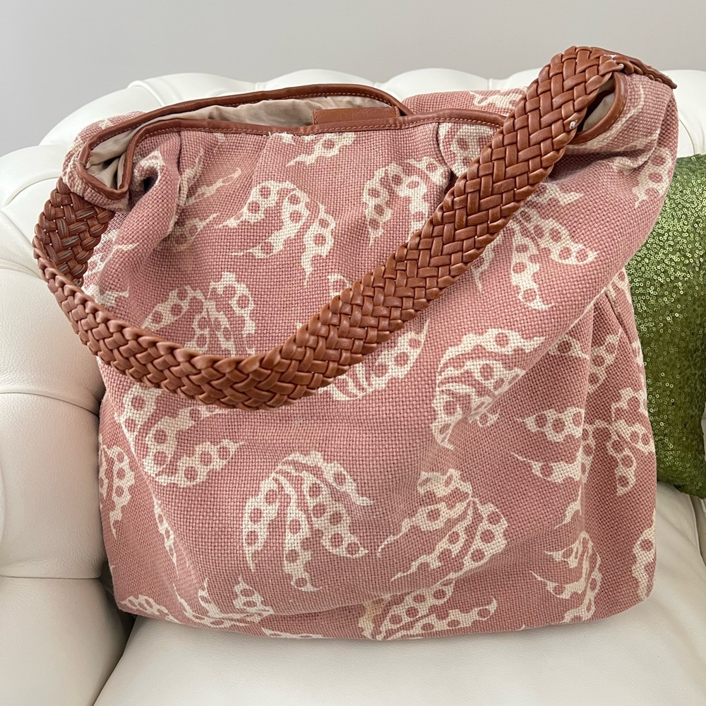 FRENCH CONNECTION Beige Butterfly Print Hobo Bag